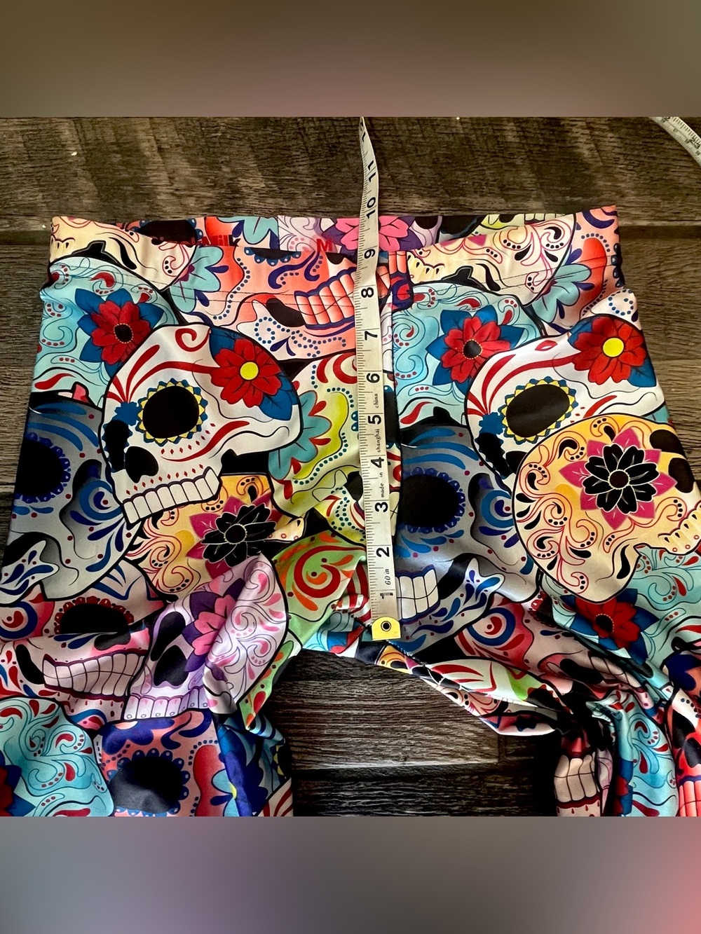 BlackMilk Day of the Dead skull print leggings M & matching rank top XL - Picture 6 of 12